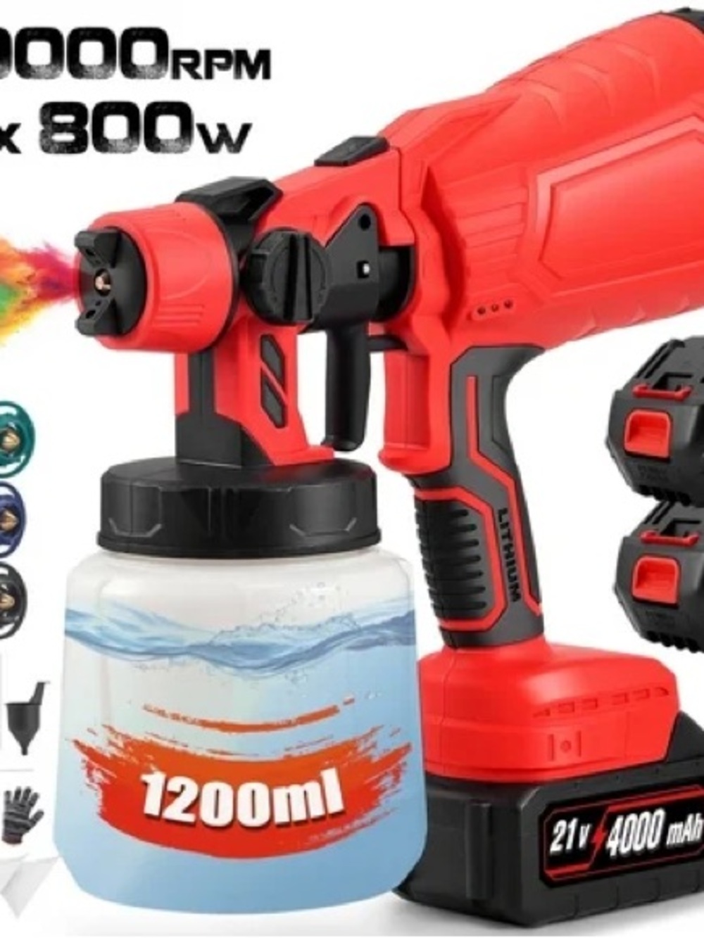 Cordless Paint Sprayer with Brushless Motor, HVLP Spray Gun with 20V 4.0Ah Batte